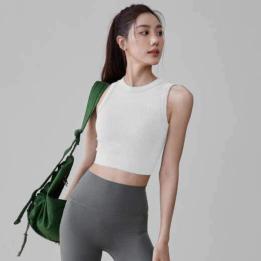 LULULMCCTN all-in-one slimming sports bra for women fitness running Pilates professional training yoga vest milk white S