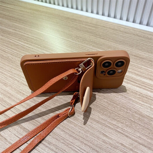KPAY适用苹果16promax手机壳挂绳iPhone 16手机壳背带斜挎16手机壳简约奶茶色爱心零钱卡包镜头全包 【苹果手机壳带爱心卡包+斜跨挂绳】 iPhone 16pro