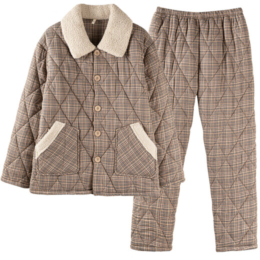 Pajamas modal à trois couches pour hommes épaissis en velours épaissisé coton coton amincissant automne et hiver chauds de vêtements d'hiver chauds ensemble 3886 3xl (185 tailles) recommandés pour porter du poids 180-20