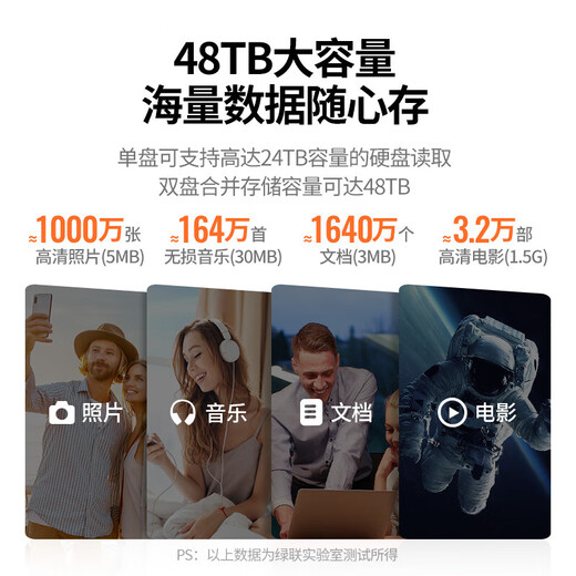 Greenlink disk array cabinet hard disk cabinet multi-disk 5-disk double-disk disk cabinet 2.5/3.5-inch hard disk box SATA serial port suitable for NAS expansion storage expansion dual disk without RAID + readable 48TB