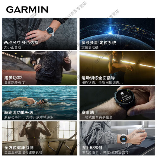 GARMIN 255165265 Sports Watch Running Heart Rate Pace Cycling Marathon Music Forerunner 255 Sports Edition Mysterious Gray