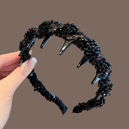 Idel beaded headband for women 2025 new style toothed hair headband high skull hairpin birthday gift for girlfriend F3259 black wrapped beaded headband