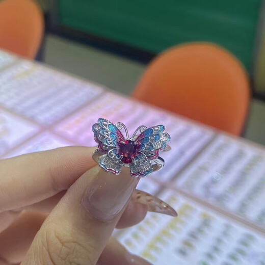 Shilian 925 silver inlaid, non-fading, non-allergenic, topaz, tanzanite, painted butterfly necklace, Chinese style, fidelity, certificate for women, topaz sky blue pendant