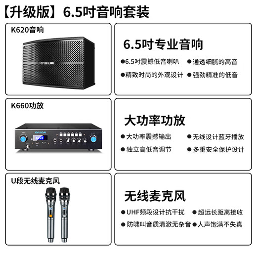 HYUNDAI modern home theater ktv audio set home karaoke TV living room conference room karaoke full set of professional high-power amplifier shop card package speaker equipment