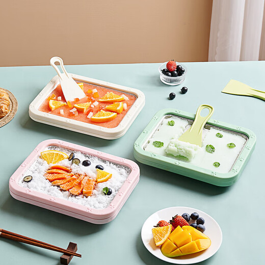 酸奶机小型免插电炒冰机迷你儿童家用专用冰淇淋机自制 抹茶绿 中号22.5*17.5CM