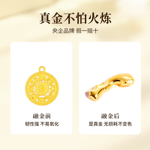 CHINA GOLD Eight Treasures Compass Gold Necklace Women's Pure Gold Pendant Birthday Gift for Girlfriend and Wife Pure Gold Pendant (gold weight about 2.6g) with silver chain