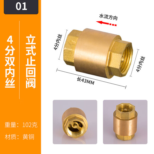 Customized 4-point vertical check valve 6-point PPR water pipe one-way valve 1-inch stop valve DN15 20 25 water meter check valve DN63PPR (2-inch) hot melt union