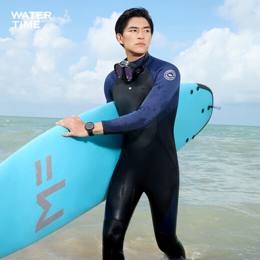 WATERTIME wetsuit 3MM thickened warm jellyfish suit men's snorkeling swimsuit surfing suit 2025 new deep diving blue XL (175-182cm/58-64kg)
