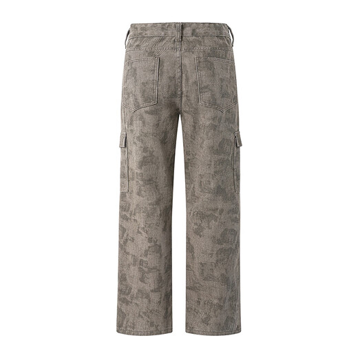 IZEXX Camouflage Work Casual Pants Men's Autumn Retro Versatile Wasteland Style Loose Straight Long Pants IZ53 Khaki 3XL