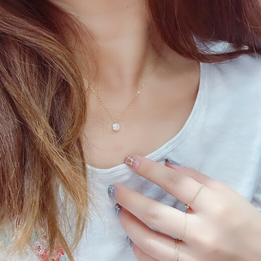 DYN Korea imported pure 14K gold small pendant sparkling zircon simple pendant necklace matching clavicle chain for women separate pendant without chain pure 14K gold