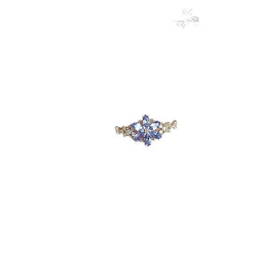Pop Japanese Nojess*23 Christmas limited edition snowflake snow cut grass moonstone tanzanite ring necklace 14K gold plated open adjustable ring white zircon