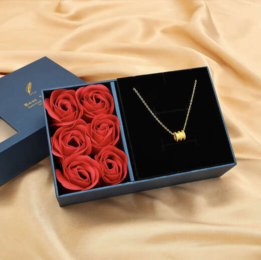 Shiyi Gold Necklace Women's Small Waist 999 Pure Gold Pendant Transfer Beads Clavicle Chain Plain Chain Pure 18K Jewelry Gold K Pendant + 18k Necklace