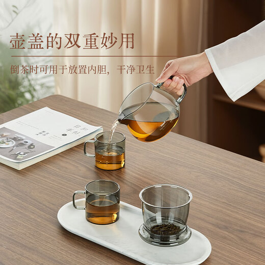 KAMJOVE high borosilicate glass teapot glass liner tea water separation elegant cup 2025 new flower teapot with filter