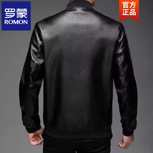 ROMON Men's Priority Baseball Collar Leather Jacket Men's Autumn New Trendy Versatile Handsome Motorcycle Pu Leather Jacket Men's 817 Black Recommended 130-145 Jin Jin equals 0.5 kg 2XL