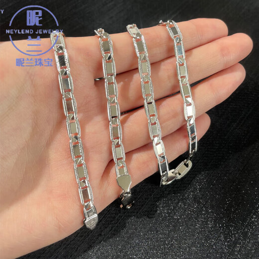 Nilan men's platinum necklace PT950 versatile trendy men's tile chain platinum bag fashion clavicle chain tile chain 5.3mmx60cmx21g S