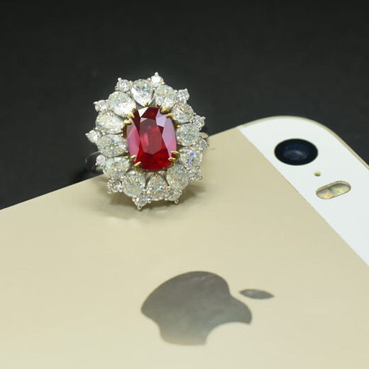 Mingshi 2.02 carat unfired pigeon blood red ruby ring in platinum set with AIGS international certificate 2.02 carat