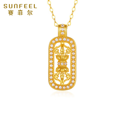 Saifeir's birthday gift 18K gold pendant for women, fashionable and sparkling ancient vajra pestle for girlfriend single pendant