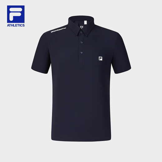 FILA official short-sleeved T-shirt men's cool lapel short-sleeved POLO shirt new fitness sports T-shirt breathable top RD royal blue-NV 2XL 185/104A/XXL