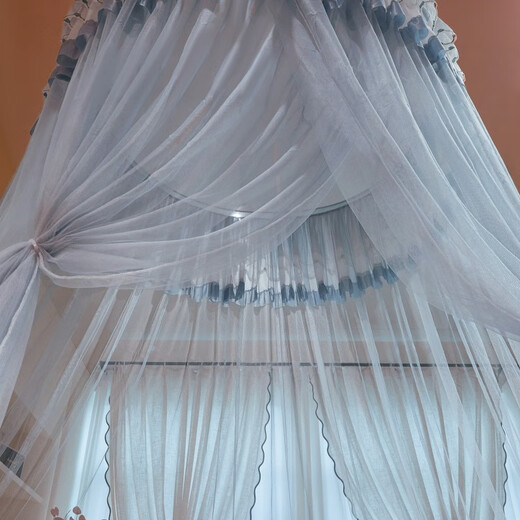Nanjiren Princess style floor-standing anti-mosquito net ceiling-mounted 1.5mx2m installation-free mosquito net 1.8x2m household all-in-one Qingcheng-Blue Gray XZ [installation-free encryption mosquito net] 2.0m (6.6 feet) bed