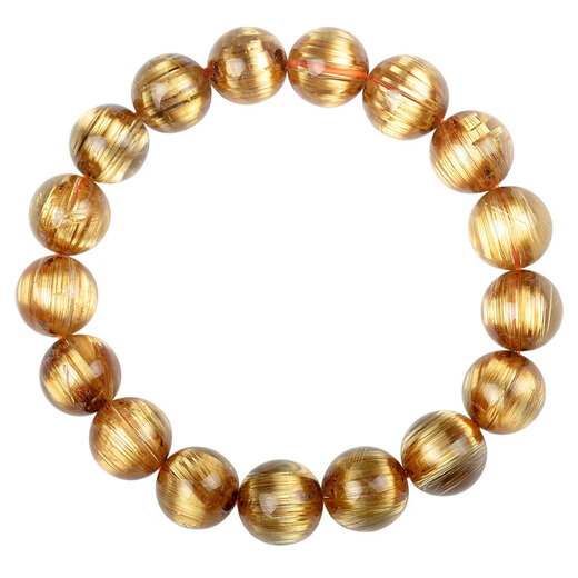 Eternal symbol light luxury collection gem-grade cat's eye blonde crystal plate titanium crystal bracelet single circle bracelet for men and women to prosper wealth natural crystal collectible grade plate titanium crystal-7mm