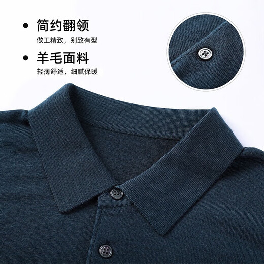 NOSSKISS luxury high-end brand wool sweater men's pure wool sweater men's spring and autumn thin knitted business polo bottoming shirt navy blue gift box 3XL 190 suitable for 180-200Jin Jin equals 0.5 kg