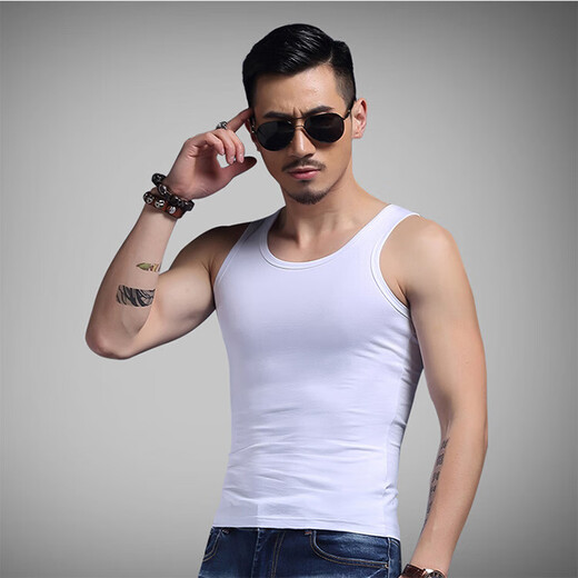 Thousands of people new round neck men's modal vest summer ice silk breathable fitness tight hurdles sleeveless black-polyester vest XL
