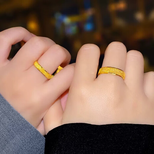 CAMPUSKINGLY Old Phoenix Gold 999 Pure Gold Retro Frosted Couple Ring Pure Gold 24K Plain Ring Adjustable Ring 5G Jewelry 0.01g Same Style Frosted Men's Ring
