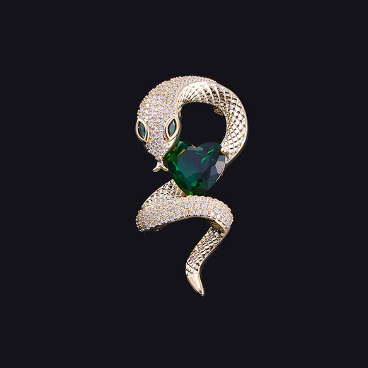 WOUG emerald snake-shaped zodiac brooch design niche 2025 new animal year coat gold