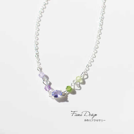 Shilian original design natural tanzanite amethyst peridot 925 sterling silver hypoallergenic niche necklace clavicle chain customized 40+5 adjustable necklace
