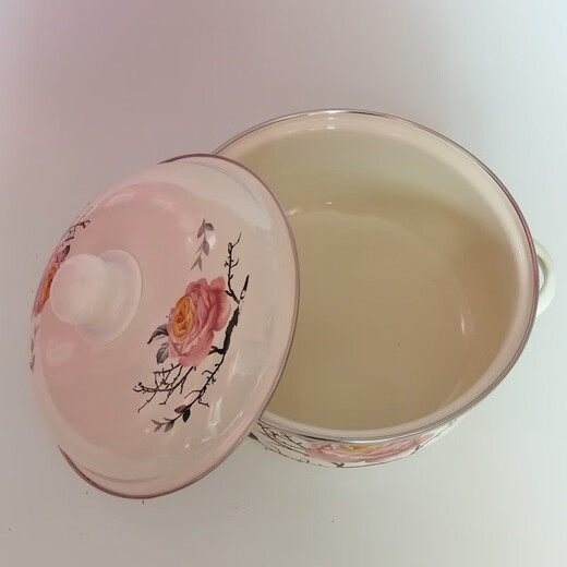 Pupan thickened enamel soup basin household double-ear pot with lid instant noodle bowl stew soup pot induction cooker heating soup bowl stew medicine pot lucky pot thickened 16cm