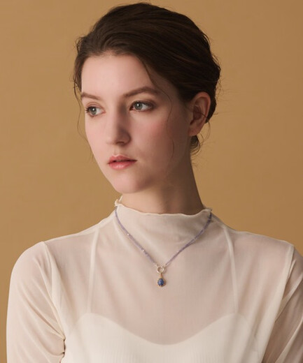 Pop Japanese agete style natural lapis lazuli tanzanite ring pendant hollow wings 925 silver gold-plated necklace pendant