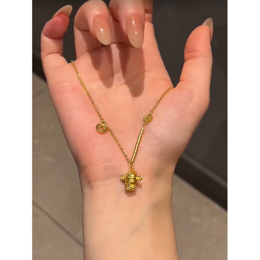 KZD gold God of Wealth pendant necklace copper coin gold-plated fortune transfer beads national style design alloy clavicle chain small