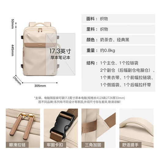 POLO backpack women's travel bag box-type large-capacity backpack 17.3-inch computer bag business trip luggage bag can be boarded