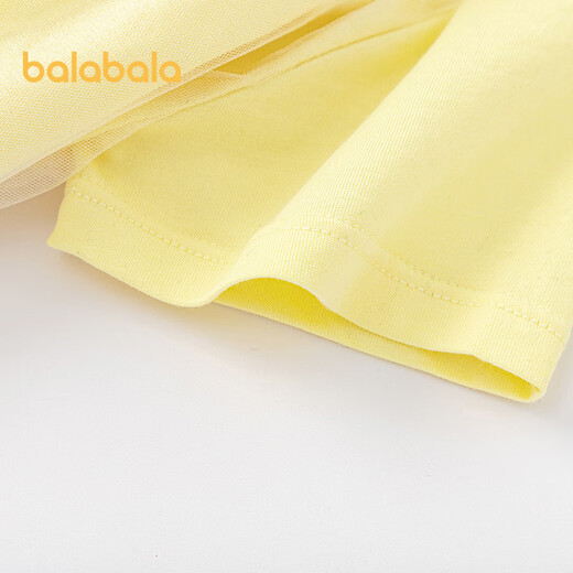 Balabala baby short-sleeved t-shirt baby girls tops 2025 summer wear sweet mesh stitching fashionable 209225117004