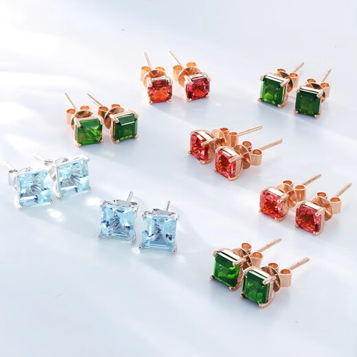 Yicai Jewelry Natural Green Tourmaline Earrings 18k Gold South African Diamond Inlaid Earrings Gemstone Earrings Pair of Green Tourmaline Earrings/2.5 Carats (Free Pair of K Gold Silicone Earplugs)