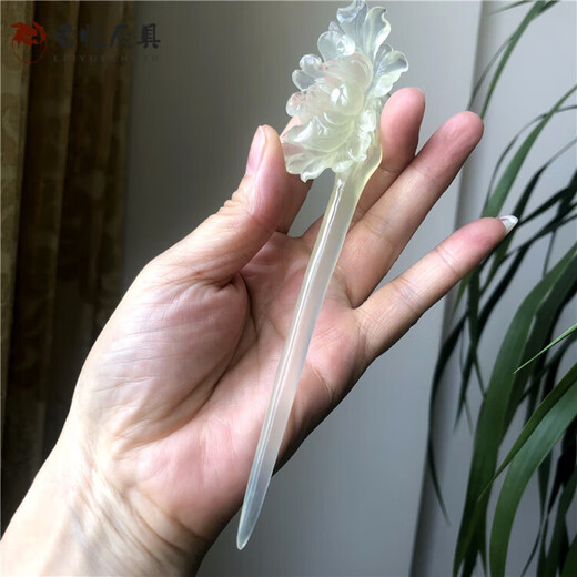 MPPMCK【轻奢高端】天然岫玉发簪手工玉石簪冰料步摇汉服发饰正品岫岩玉 0179号莲蓬发簪长约185毫米