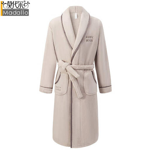 Modal pajamas men's bathrobe autumn and winter flannel bathrobe robe plus velvet thickened long coral velvet winter nightgown men's winter DBX-15563 Mi Xing 2XL - weight 140-160Jin Jin is equal to 0.5 kg