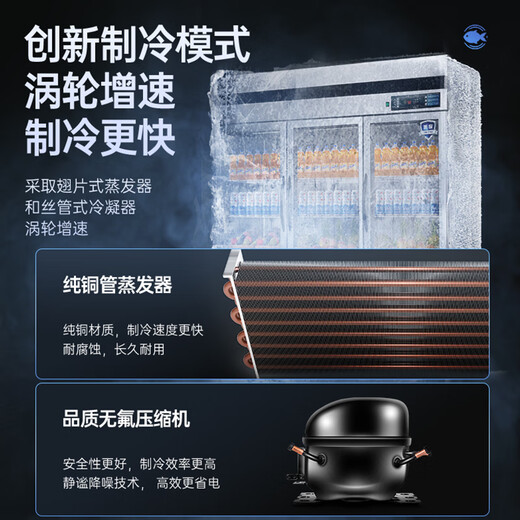 AUCMA Kühlvitrine für Gewerbe, große Kapazität, vertikale Doppeltür, Glastür, Obst, Gemüse, Bier, Blumenhotel, Frischvitrine, Vitrine, Getränkeschrank, luftgekühlt, frostfrei, 1390 Liter, drei Türen, VC-1390AW