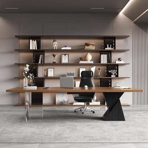 Hanji Tangyu simple modern desk boss desk designer solid wood executive desk high-end ash workbench ash wood desk 160*80*73*3