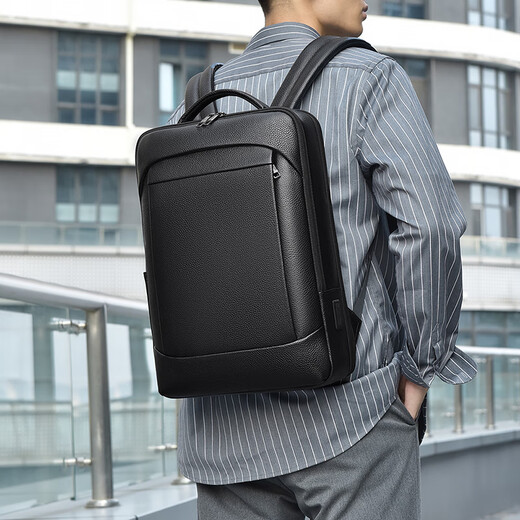 CHUONGKAIYE backpack for men's head layer cowhide backpack for business commuting computer bag holiday gift light luxury men's bag casual schoolbag black [CK9030 light luxury style]