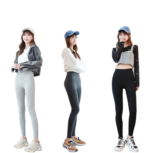 2024 new autumn and winter brushed ribbed leggings for women that can be worn outside high-waisted slim-fitting high-elastic warm trousers black-brushed style one size fits all 80-125Jin Jin is equal to 0.5 kg