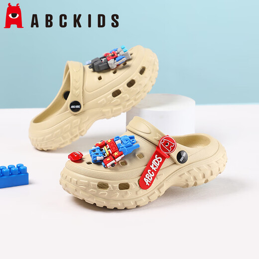 ABC Niños Pantallas para niños Sandalias de chicos de verano zapatos de agujero de suela suave Cartoon Beach Shoes 8526 Caki 34-35