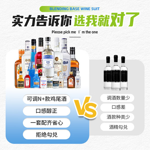 FAST.KING调酒基酒套装洋酒威士忌伏特加蓝橙力娇酒朗姆酒金酒鸡尾酒糖浆 【12款调酒基酒】+调酒工具
