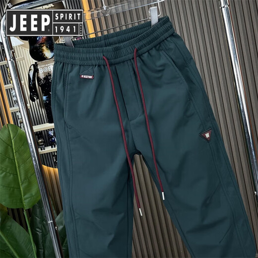 JEEP SPIRIT Jeep Meng Brother Pants Men's Casual Pants Spring and Autumn Trendy Fashion Versatile Loose Trousers Sports Pants Men Black 33 145-155Jin Jin is equal to 0.5 kg