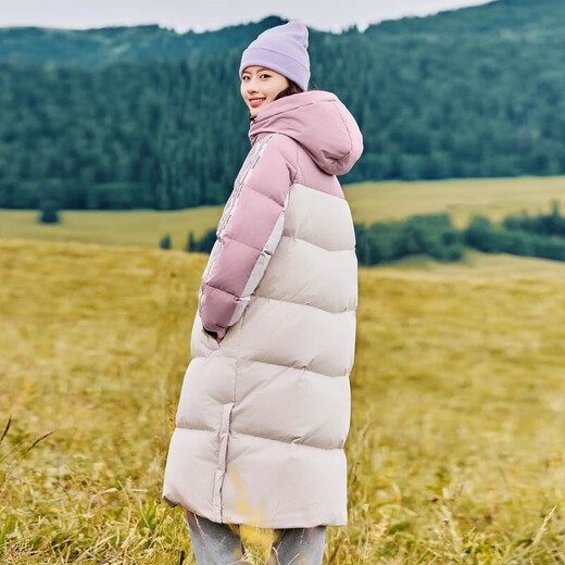 Flying in the Snow Autumn and Winter New Couple's Down Jacket with Contrast Color Vibrant Hooded Big Pocket Couple's Thickened Mid-Length Down Jacket Twilight Purple|6140 XS 160/84A