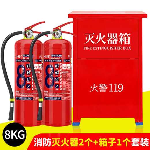 Tragbares Trockenpulver-Feuerlöschausrüstung für Feuerwehrläden 4-Dollar-Jin [Jin entspricht 0,5 kg] Haushalt 12358 kg Auto Feuerlöscher Box Set 4 kg Store Feuerlöscher + Eisenregal
