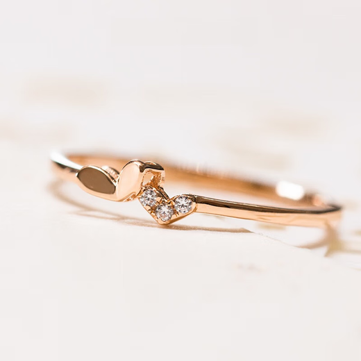 Golden branch sweet origami heart ring 18K rose gold AU750 fresh and simple internet celebrity girlfriend gift ring women's size 18