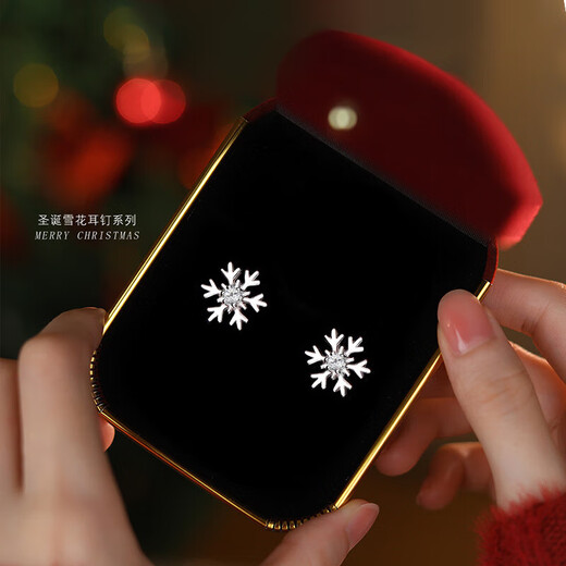 Grace Girl platinum snowflake earrings for women, fashionable and elegant earrings, small and versatile, practical birthday gifts for girlfriends and wives, platinum snowflake earrings