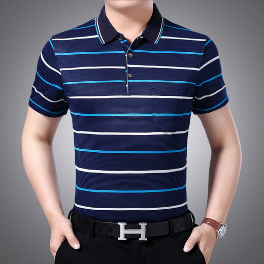
Xuanmeng Tixia new style short-sleeved T-shirt for middle-aged men's men's clothing, daddy clothes for 40-50 years old, loose summer clothes for elderly people, Nanjia lapel short-sleeved 1504 red M (48 size) suggests 75-90Jin [Jin equals 0.5 kg]