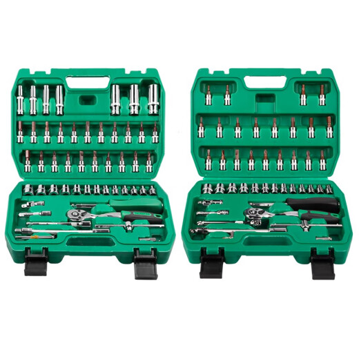 XMSJ46件套筒组套工具汽车维修工具套装1/4小飞套筒扳手套筒套装 拓森46件72齿1.38g-12809